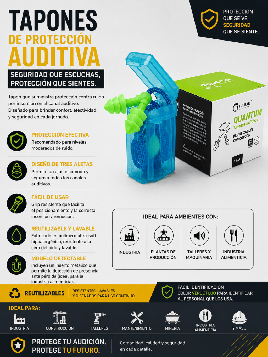 Quantum Libus Tapón auditivo reusable (caja)
